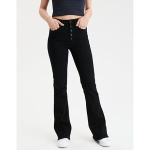 American Eagle Next Level Stretch Highest Rise Flare in Bold Black 8R